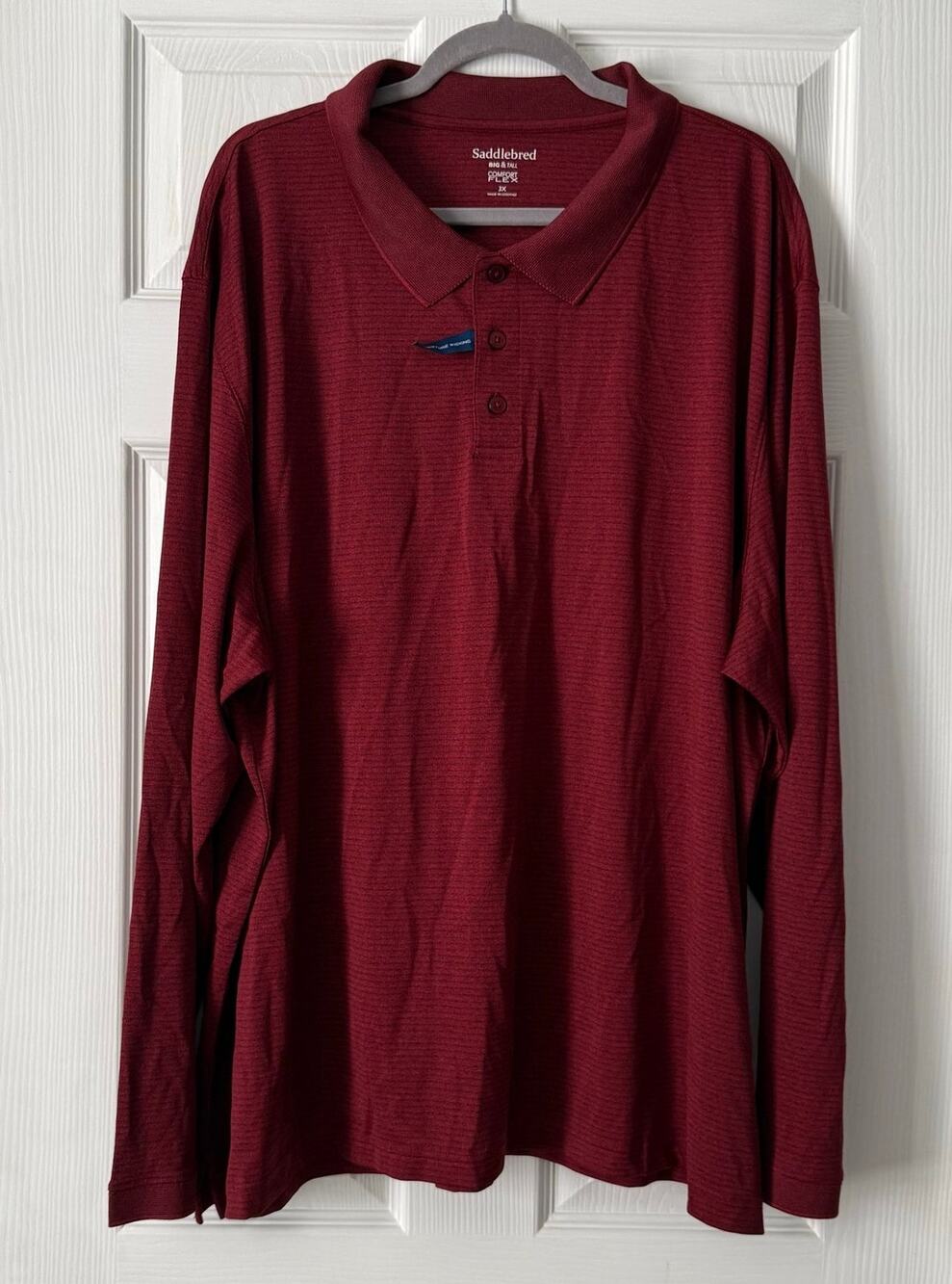 Saddlebred Burgundy Moisture Wicking Comfort Flex Polo Shirt Size 3X Tall